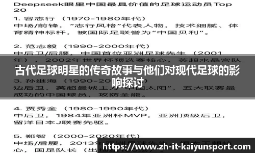古代足球明星的传奇故事与他们对现代足球的影响探讨